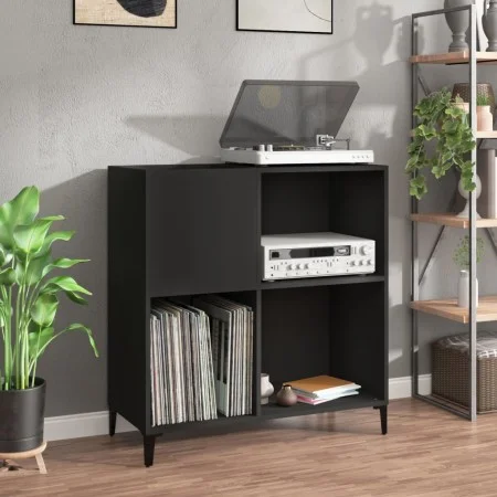 Black plywood record cabinet 84.5x38x89 cm by vidaXL, CD and DVD storage - Ref: Foro24-831998, Price: 70,56 €, Discount: %