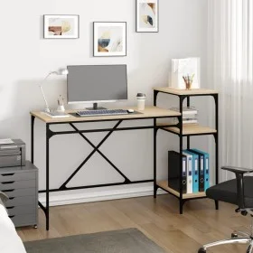 Escritorio con estantes madera contrachapada roble 135x50x90 cm de vidaXL, Escritorios - Ref: Foro24-826710, Precio: 74,54 €,...