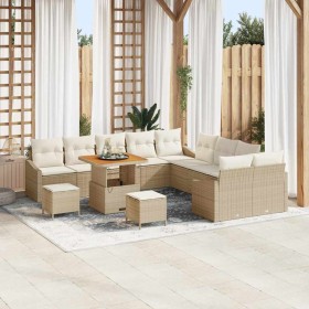 Conjunto de sofás de jardín 13 pcs Beige ratán sintético en Sofás de exterior | Comprar online en Foru.es