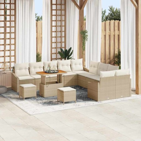 Conjunto de sofás de jardín 13 pcs Beige ratán sintético en Sofás de exterior | Comprar online en Foru.es