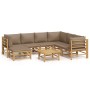 Set de muebles de jardín 8 piezas bambú y cojines gris taupé de vidaXL, Conjuntos de jardín - Ref: Foro24-3155127, Precio: 97...