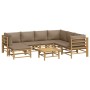 Set de muebles de jardín 8 piezas bambú y cojines gris taupé de vidaXL, Conjuntos de jardín - Ref: Foro24-3155127, Precio: 97...