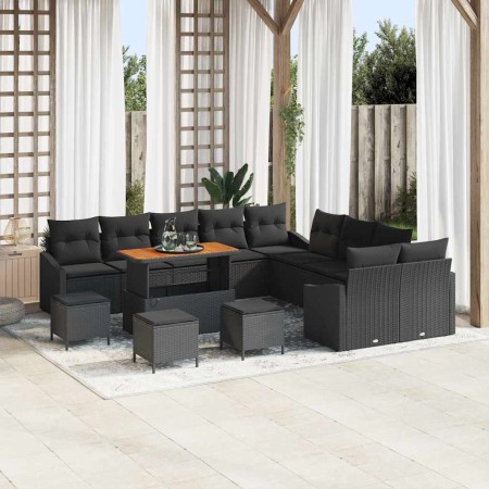 Conjunto de sofás de jardín 14 pcs Negro ratán sintético en Sofás de exterior | Comprar online en Foru.es