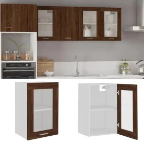 Armario vitrina colgante madera marrón roble 40x31x60 cm de vidaXL, Armarios de cocina - Ref: Foro24-826347, Precio: 40,60 €,...