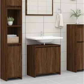 Armario de baño madera contrachapada marrón roble 60x33x61 cm de vidaXL, Muebles de baño - Ref: Foro24-826359, Precio: 39,43 ...