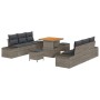 Conjunto de sofá de jardín con cojín 9 pcs Gris Poliratán en Sofás de exterior | Comprar online en Foru.es
