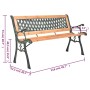 Banco de jardín hierro fundido y madera maciza de abeto 116 cm de vidaXL, Bancos de jardín - Ref: Foro24-319571, Precio: 75,2...