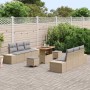 Conjunto de sofá de jardín con cojín 9 pcs Beige Poliratán en Sofás de exterior | Comprar online en Foru.es