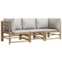 Set de muebles de jardín 3 piezas bambú y cojines gris claro de vidaXL, Conjuntos de jardín - Ref: Foro24-3155087, Precio: 32...