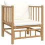 Set de muebles de jardín 7 piezas bambú y cojines blanco crema de vidaXL, Conjuntos de jardín - Ref: Foro24-3155181, Precio: ...
