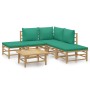 Set de muebles de jardín 6 piezas bambú con cojines verde de vidaXL, Conjuntos de jardín - Ref: Foro24-3155143, Precio: 412,0...