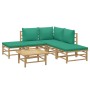 Set de muebles de jardín 6 piezas bambú con cojines verde de vidaXL, Conjuntos de jardín - Ref: Foro24-3155143, Precio: 412,0...