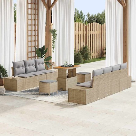 Conjunto de sofás de jardín 10 pcs Beige ratán sintético en Sofás de exterior | Comprar online en Foru.es