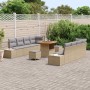 Conjunto de sofá de jardín con cojín 11 pcs Beige Poliratán en Sofás de exterior | Comprar online en Foru.es
