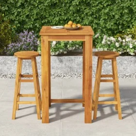 Mesa y taburetes altos de jardín 3 pzas madera maciza acacia de vidaXL, Conjuntos de jardín - Ref: Foro24-3154388, Precio: 19...