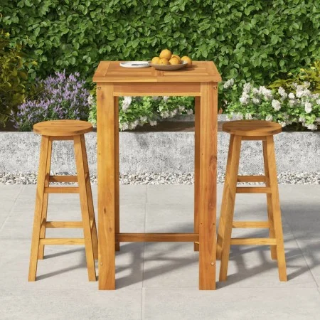 Mesa y taburetes altos de jardín 3 pzas madera maciza acacia de vidaXL, Conjuntos de jardín - Ref: Foro24-3154388, Precio: 19...