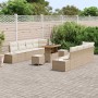 Conjunto de sofá de jardín con cojín 11 pcs Beige Poliratán en Sofás de exterior | Comprar online en Foru.es