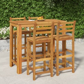 Mesa y taburetes altos de jardín 5 pzas madera maciza acacia de vidaXL, Conjuntos de jardín - Ref: Foro24-3154396, Precio: 50...