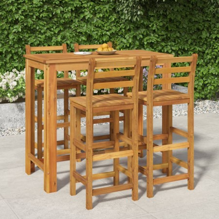 Mesa y taburetes altos de jardín 5 pzas madera maciza acacia de vidaXL, Conjuntos de jardín - Ref: Foro24-3154396, Precio: 50...
