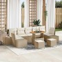 Conjunto de sofá de jardín con cojín 10 pcs Beige Poliratán en Sofás de exterior | Comprar online en Foru.es