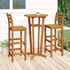 Mesa y taburetes altos de jardín 3 pzas madera maciza acacia de vidaXL, Conjuntos de jardín - Ref: Foro24-3154382, Precio: 20...