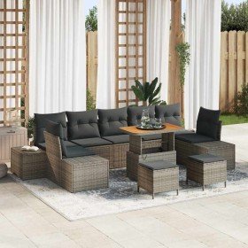 Conjunto de sofás de jardín 10 pcs Gris ratán sintético en Sofás de exterior | Comprar online en Foru.es