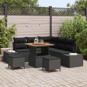 Conjunto de sofá de jardín con cojín 8 pcs Negro Poliratán en Sofás de exterior | Comprar online en Foru.es