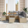 Conjunto de sofá de jardín con cojín 8 pcs Beige Poliratán en Sofás de exterior | Comprar online en Foru.es
