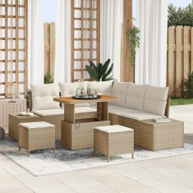 Conjunto de sofá de jardín con cojín 8 pcs Beige Poliratán en Sofás de exterior | Comprar online en Foru.es