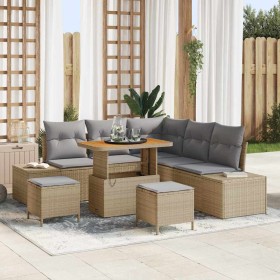 Conjunto de sofá de jardín con cojín 8 pcs Beige Poliratán en Sofás de exterior | Comprar online en Foru.es