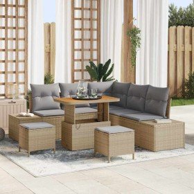 Conjunto de sofá de jardín con cojín 8 pcs Beige Poliratán en Sofás de exterior | Comprar online en Foru.es
