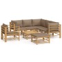 Set de muebles de jardín 8 piezas bambú y cojines gris taupé de vidaXL, Conjuntos de jardín - Ref: Foro24-3155126, Precio: 90...