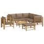 Set de muebles de jardín 8 piezas bambú y cojines gris taupé de vidaXL, Conjuntos de jardín - Ref: Foro24-3155126, Precio: 90...