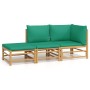 Set de muebles de jardín 3 piezas bambú con cojines verde de vidaXL, Conjuntos de jardín - Ref: Foro24-3155172, Precio: 248,2...