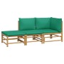 Set de muebles de jardín 3 piezas bambú con cojines verde de vidaXL, Conjuntos de jardín - Ref: Foro24-3155172, Precio: 248,2...