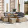 Conjunto de sofá de jardín con cojín 9 pcs Beige Poliratán en Sofás de exterior | Comprar online en Foru.es