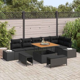 Conjunto de sofás de jardín 9 pcs Negro ratán sintético en Sofás de exterior | Comprar online en Foru.es