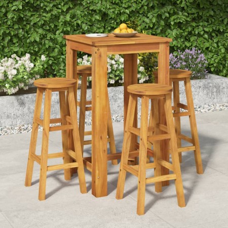 Mesa y taburetes altos de jardín 5 pzas madera maciza acacia de vidaXL, Conjuntos de jardín - Ref: Foro24-3154389, Precio: 29...