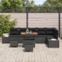 Conjunto de sofá de jardín con cojín 9 pcs Negro Poliratán en Sofás de exterior | Comprar online en Foru.es