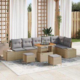 Conjunto de sofás de jardín 9 pcs Beige ratán sintético en Sofás de exterior | Comprar online en Foru.es
