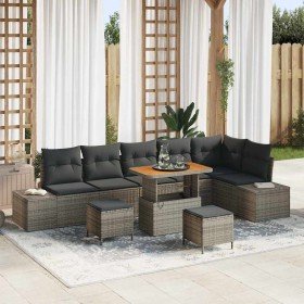 Conjunto de sofás de jardín 9 pcs Gris ratán sintético en Sofás de exterior | Comprar online en Foru.es