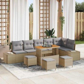 Conjunto de sofá de jardín con cojín 10 pcs Beige Poliratán en Sofás de exterior | Comprar online en Foru.es