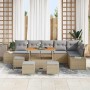 Conjunto de sofá de jardín con cojín 10 pcs Beige Poliratán en Sofás de exterior | Comprar online en Foru.es