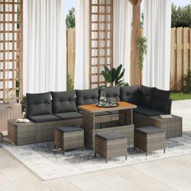Conjunto de sofás de jardín 10 pcs Gris ratán sintético en Sofás de exterior | Comprar online en Foru.es