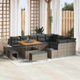 Conjunto de sofá de jardín 12 pcs Gris Poliratán en Sofás de exterior | Comprar online en Foru.es