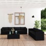 Set muebles de jardín 9 piezas y cojines ratán sintético negro en Conjuntos de jardín | Comprar online en Foru.es