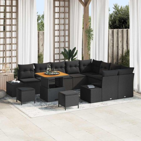 Conjunto de sofá de jardín 12 pcs Negro Poliratán en Sofás de exterior | Comprar online en Foru.es