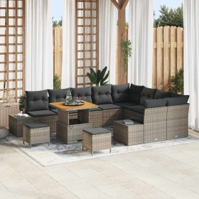 Conjunto de sofá de jardín 12 pcs Gris Poliratán en Sofás de exterior | Comprar online en Foru.es