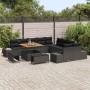 Conjunto de sofá de jardín con cojín 13 pcs Negro Poliratán en Sofás de exterior | Comprar online en Foru.es