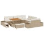 Conjunto de sofá de jardín con cojín 13 pcs Beige Poliratán en Sofás de exterior | Comprar online en Foru.es